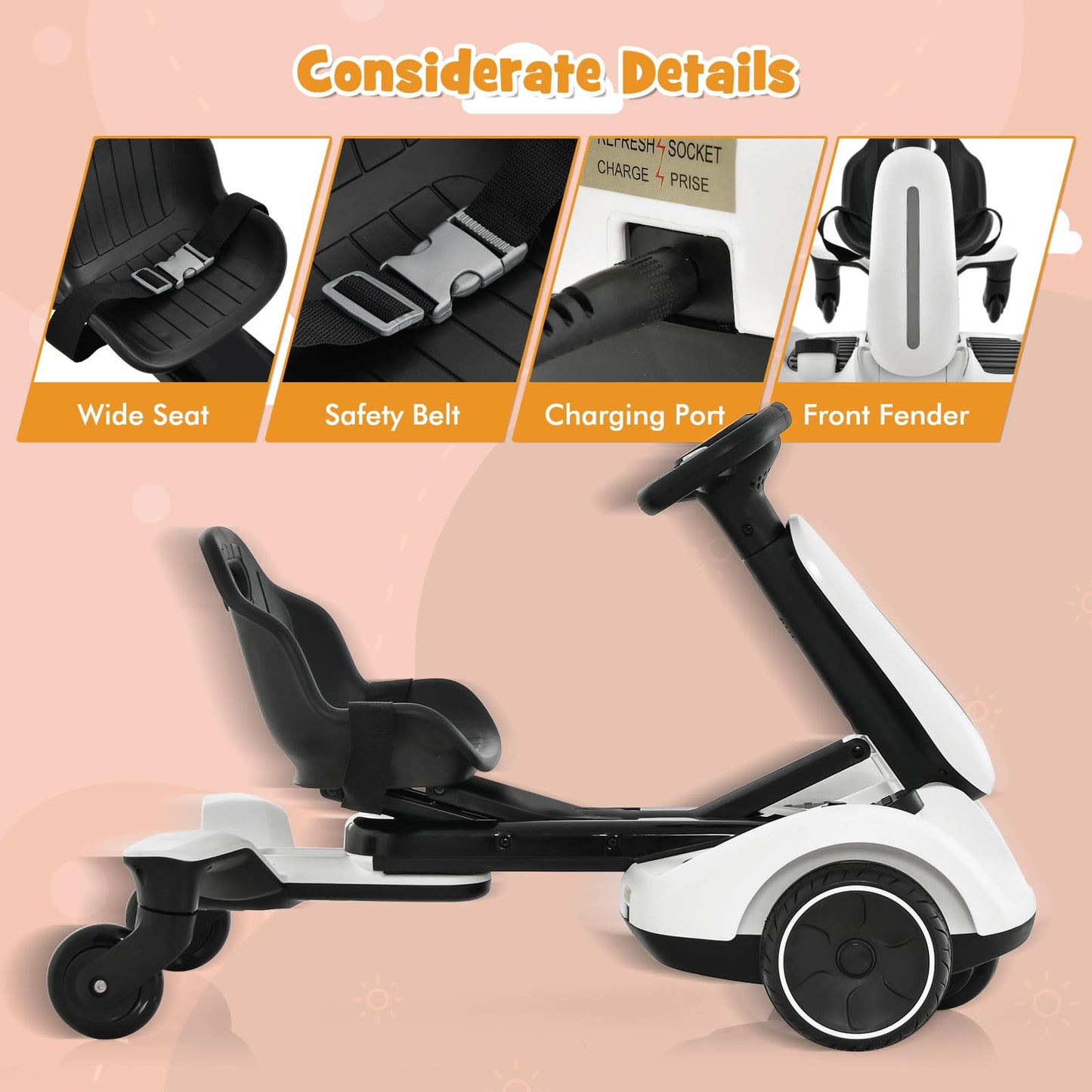 Foldable Kids Electric Go-Kart with Parent Remote - No Assembly Required, Outdoor Ride-On Car with Safety Belt & Charger for Ages 3-8